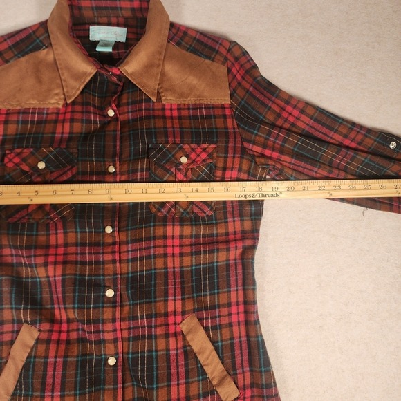 Tasha Polizzi Collection Plaid Shirt Dress Medium Western Style - Picture 7 of 11